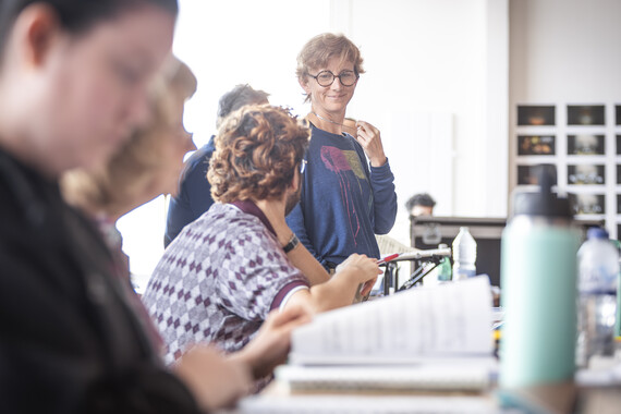 Director Robin Norton Hale looks at the production team with a smile during rehearsals